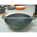 wok de hierro fundido wok China pre-condimentado recubrimiento para cocina